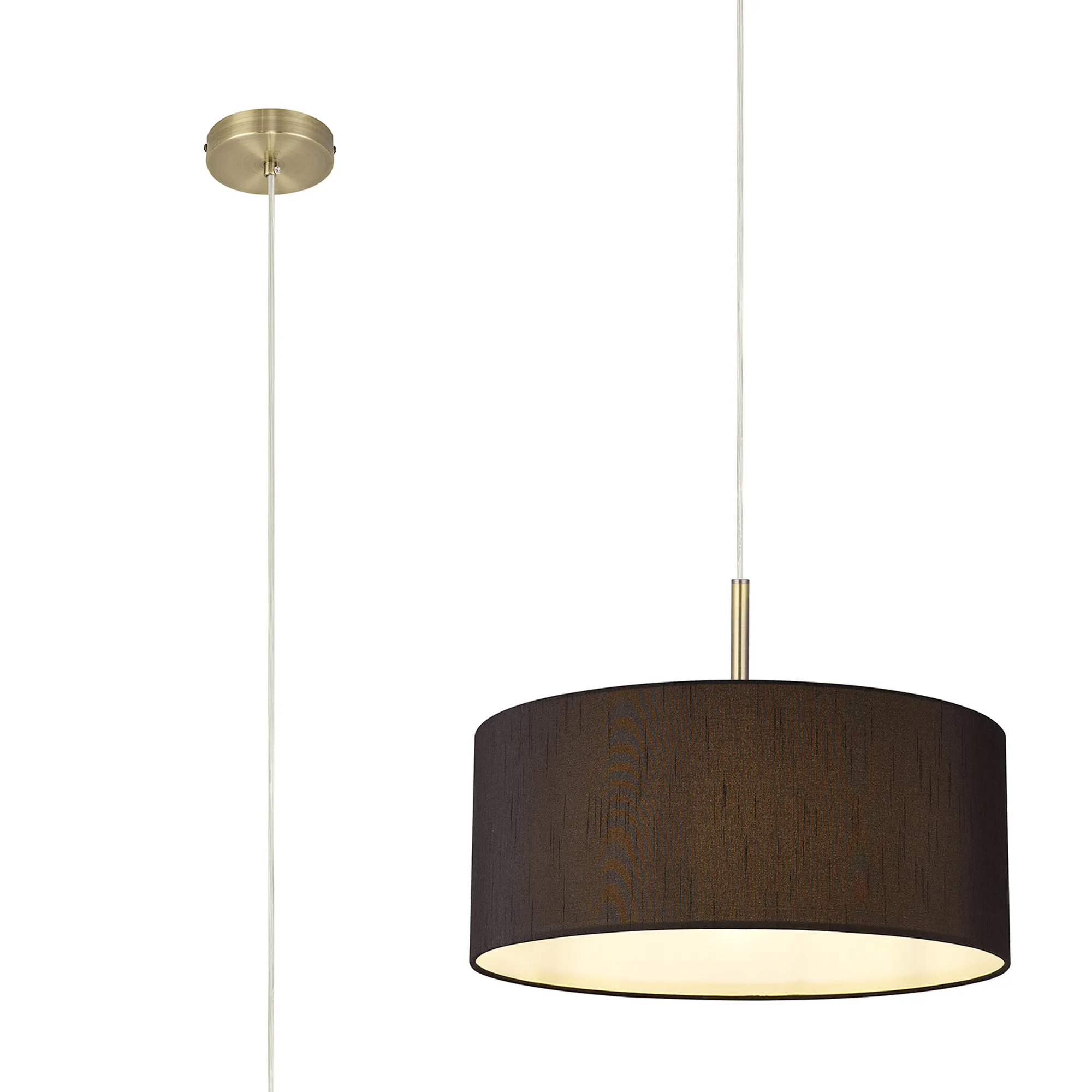 DK0213  Baymont 40cm Pendant 1 Light Antique Brass, Black